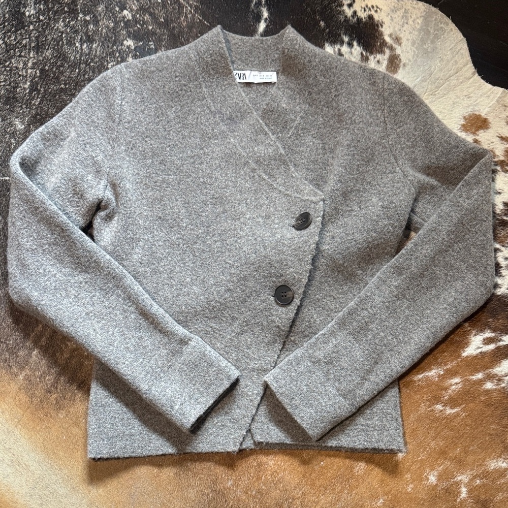 Zara Charcoal Women's Cardigan Sweater - Picture 4 of 4